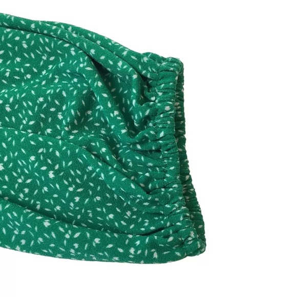 ADRIANNA PAPELL Printed 3/4 Sleeve Blouse Green W Black & White Spots - Picture 5 of 8